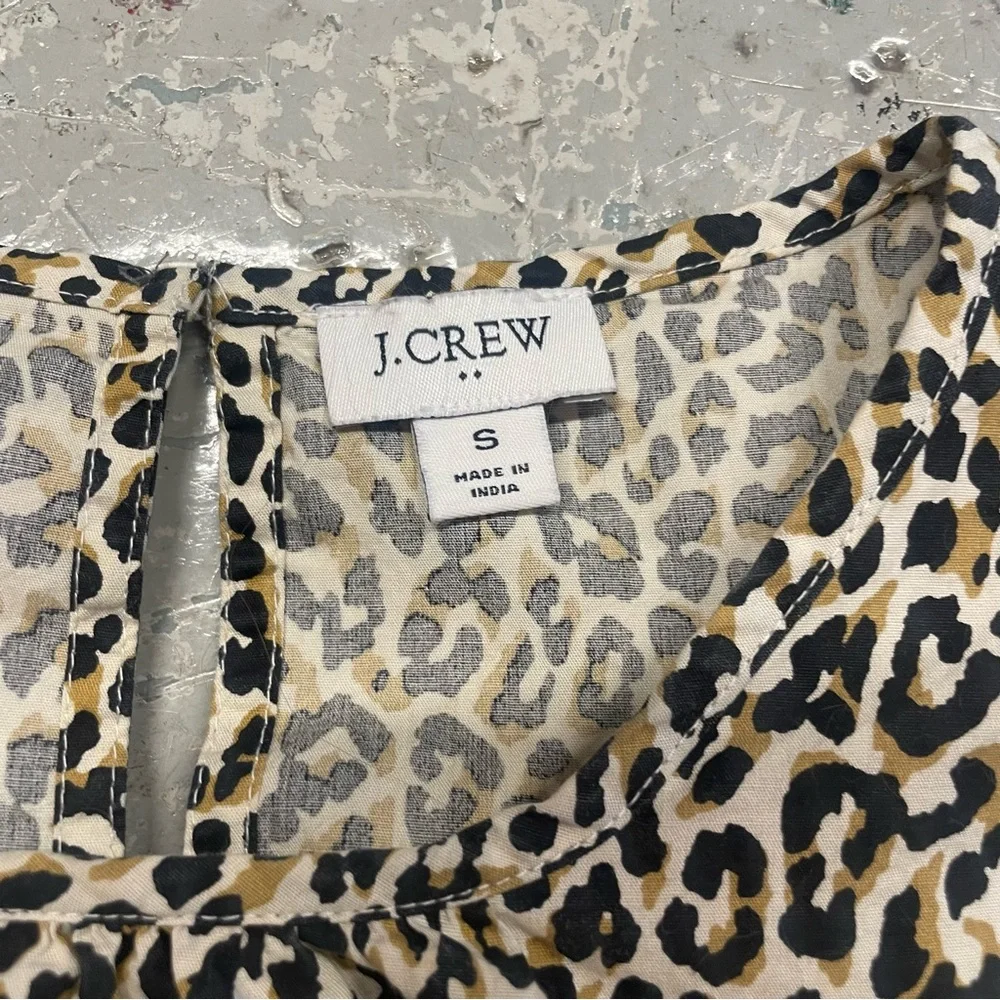 J. Crew Animal Print Puff Sleeve Blouse - Picture 2 of 4